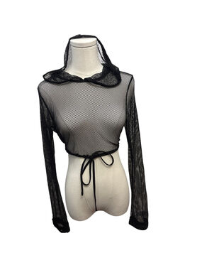 Fashion Nova Black Mesh Crop Top